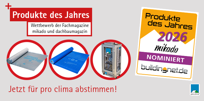 pro clima Produkte zum "Produkt des Jahres" nominiert - mikado und dachbaumagazin